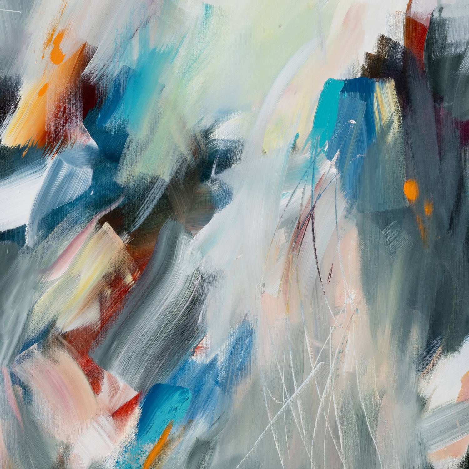 A Sky Full of Stars abstract framed canvas print, close-up of the brushwork.