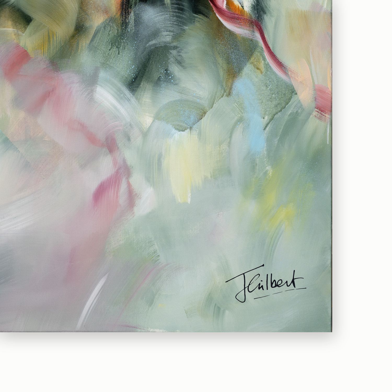 Artist signature on Breathe 2 framed canvas print by Joanna Gilbert.