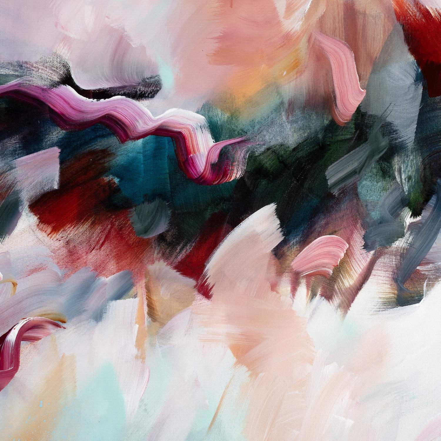 Corps De Ballet 1 abstract framed canvas print, close-up of the brushwork.