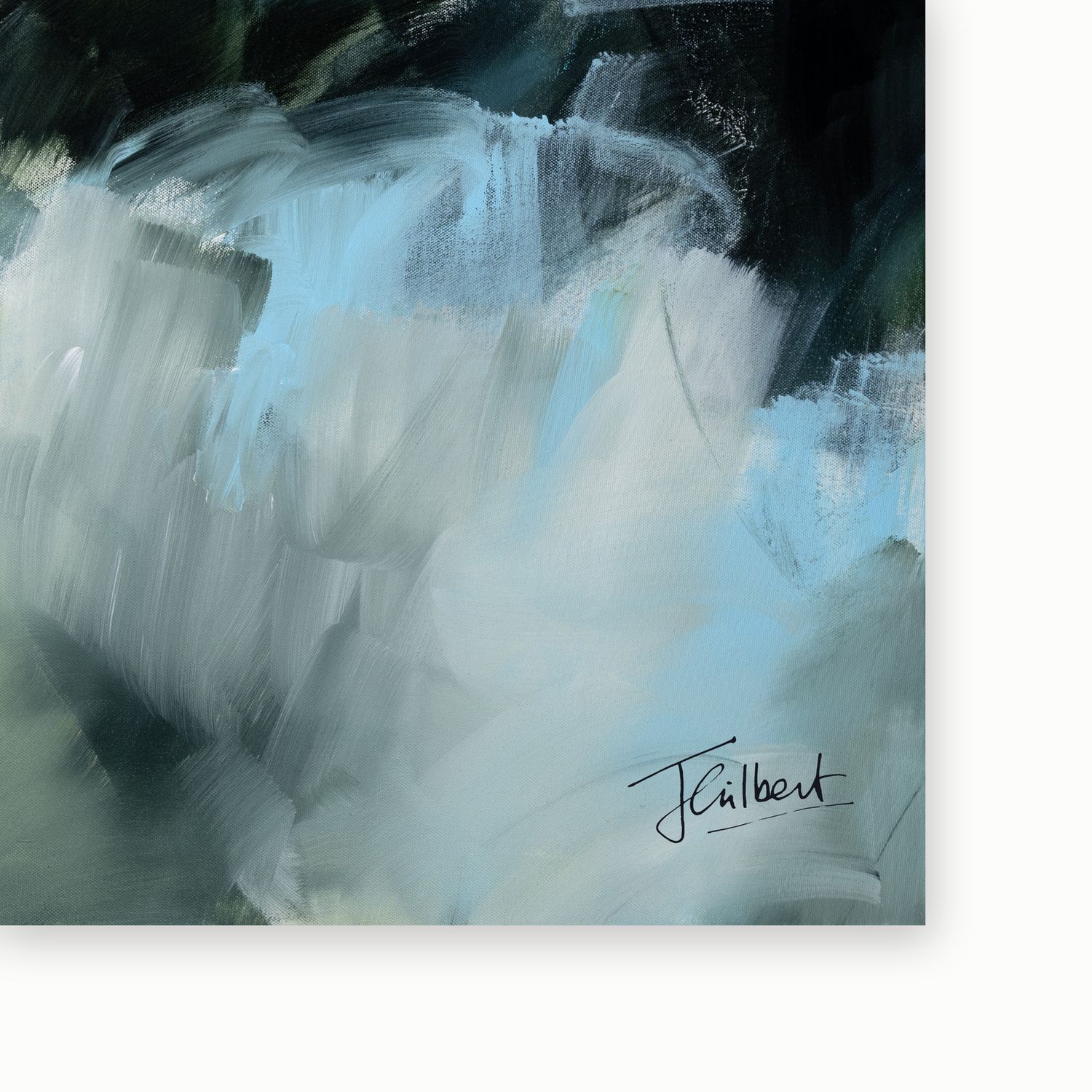 Artist signature on Dynamic Horizons 1 framed canvas print by Joanna Gilbert.