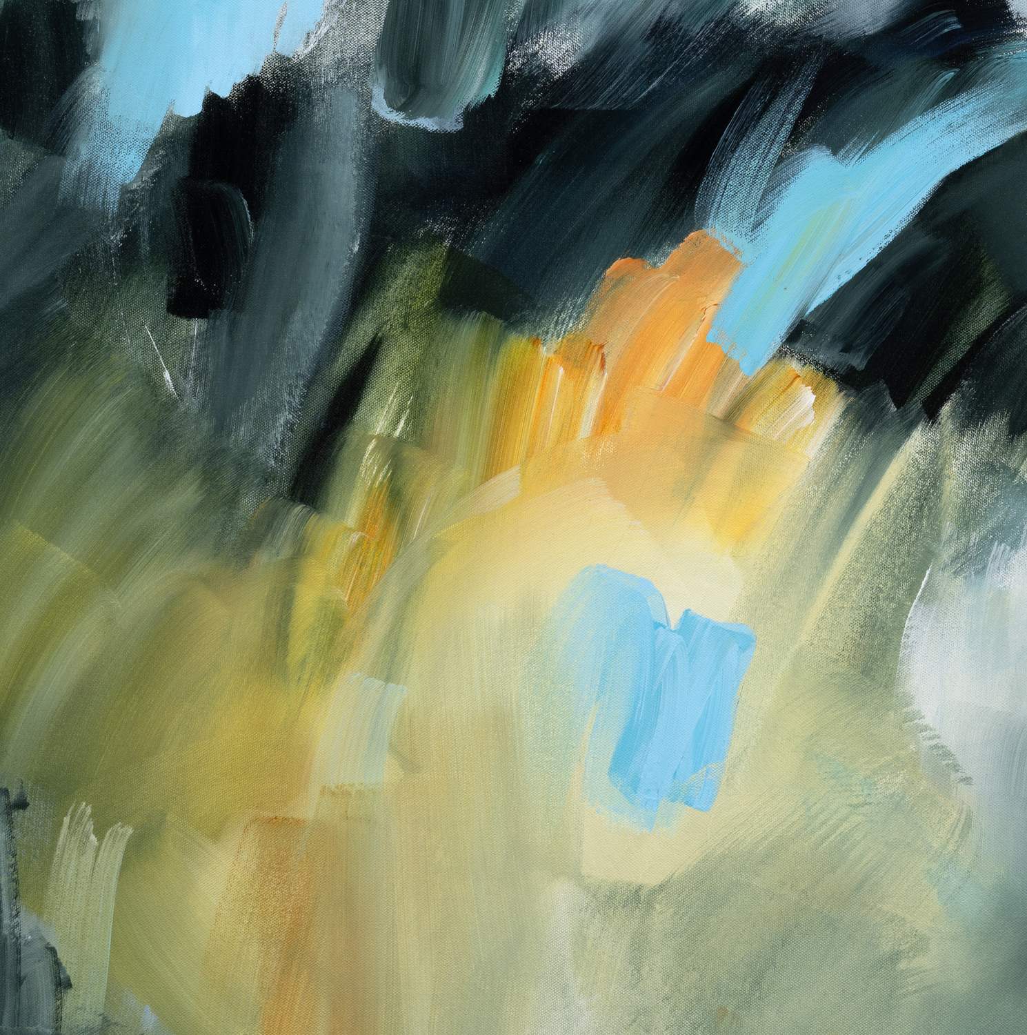 Dynamic Horizons 1 abstract framed canvas print, close-up of the brushwork.