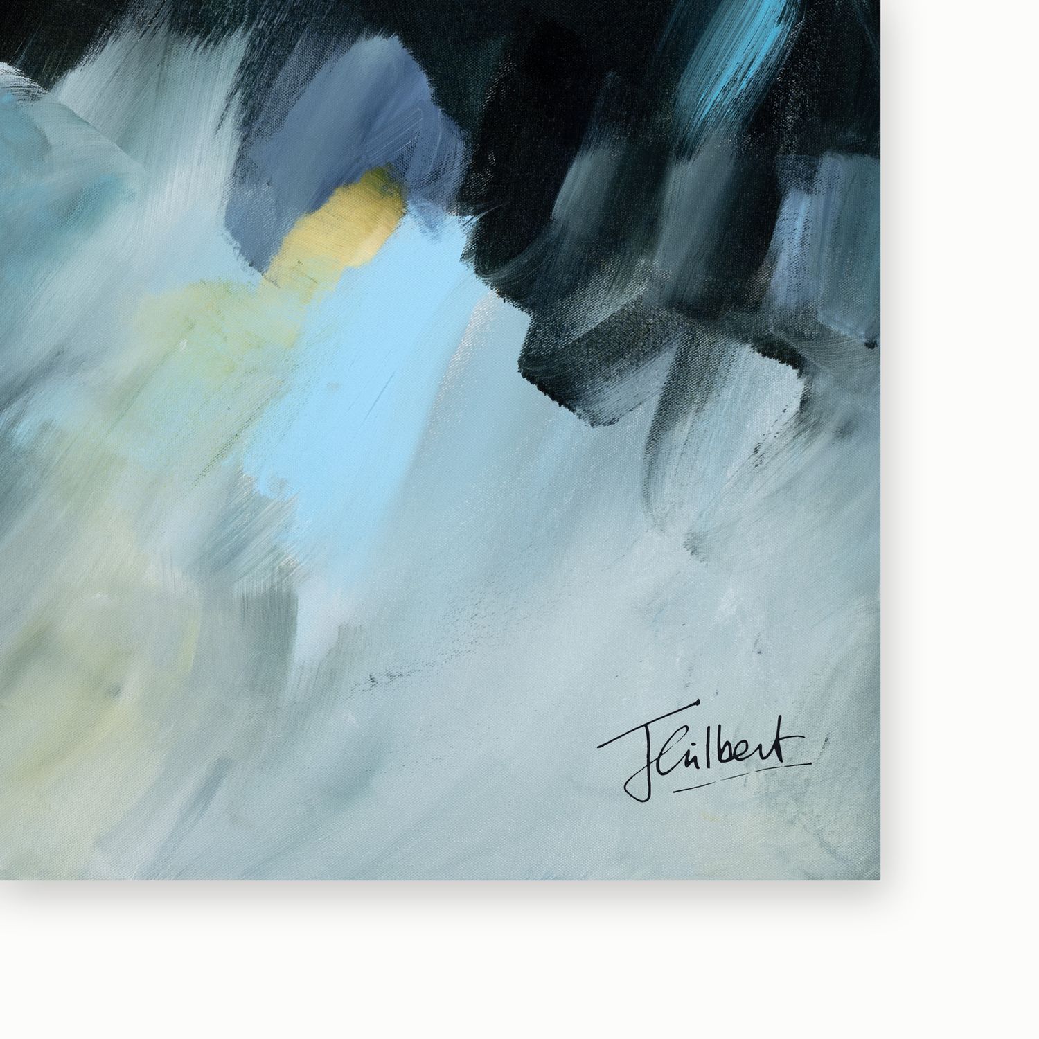 Artist signature on Dynamic Horizons 2 framed canvas print by Joanna Gilbert.