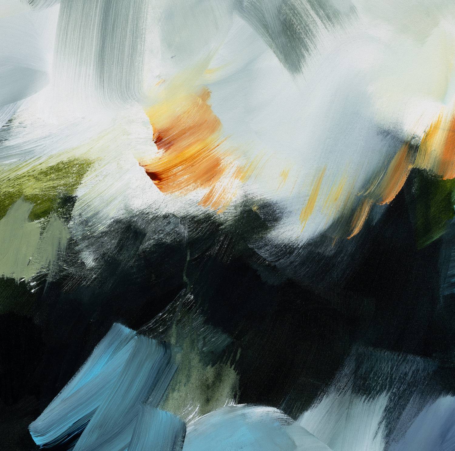 Dynamic Horizons 2 abstract framed canvas print, close-up of the brushwork.