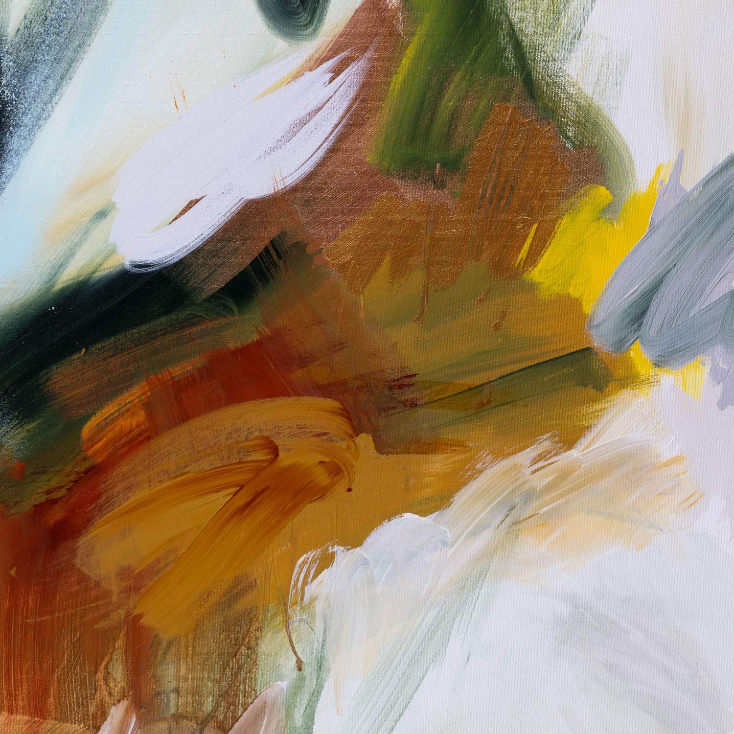 Embracing the Unknown 1 abstract framed canvas print, close-up of the brushwork.