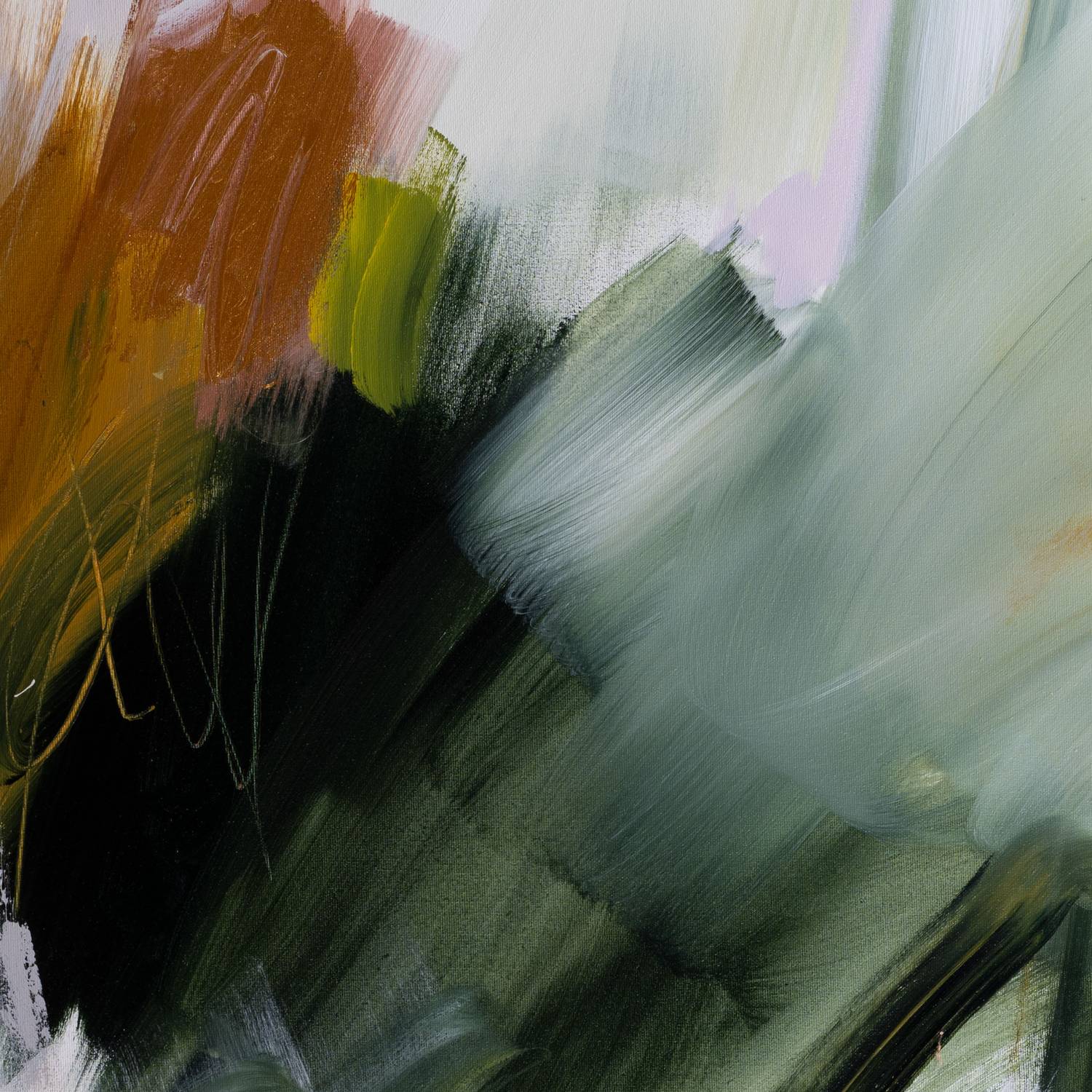 Embracing the Unknown 2 abstract framed canvas print, close-up of the brushwork.