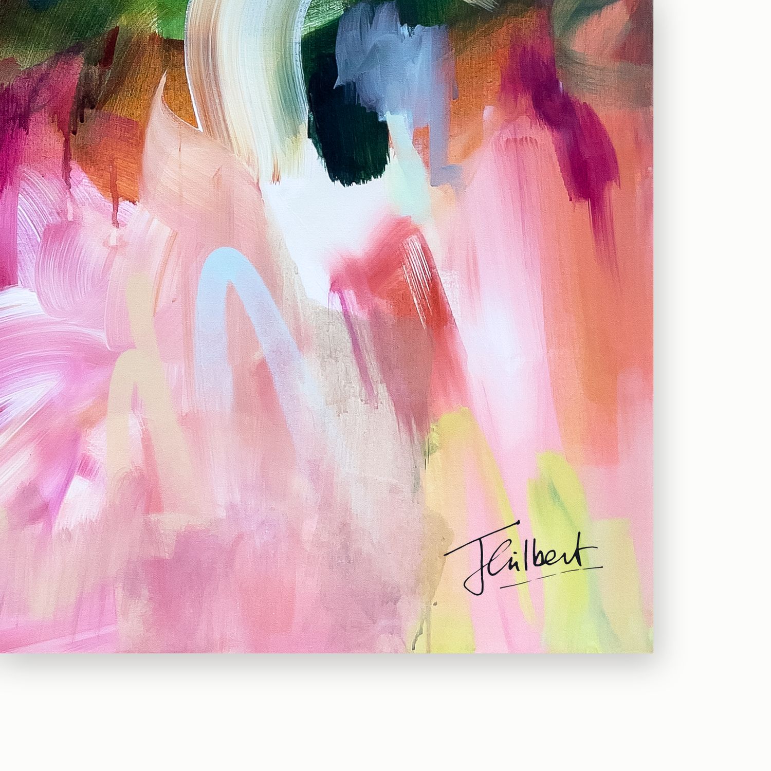Artist signature on Follow Your Bliss 1 framed canvas print by Joanna Gilbert.
