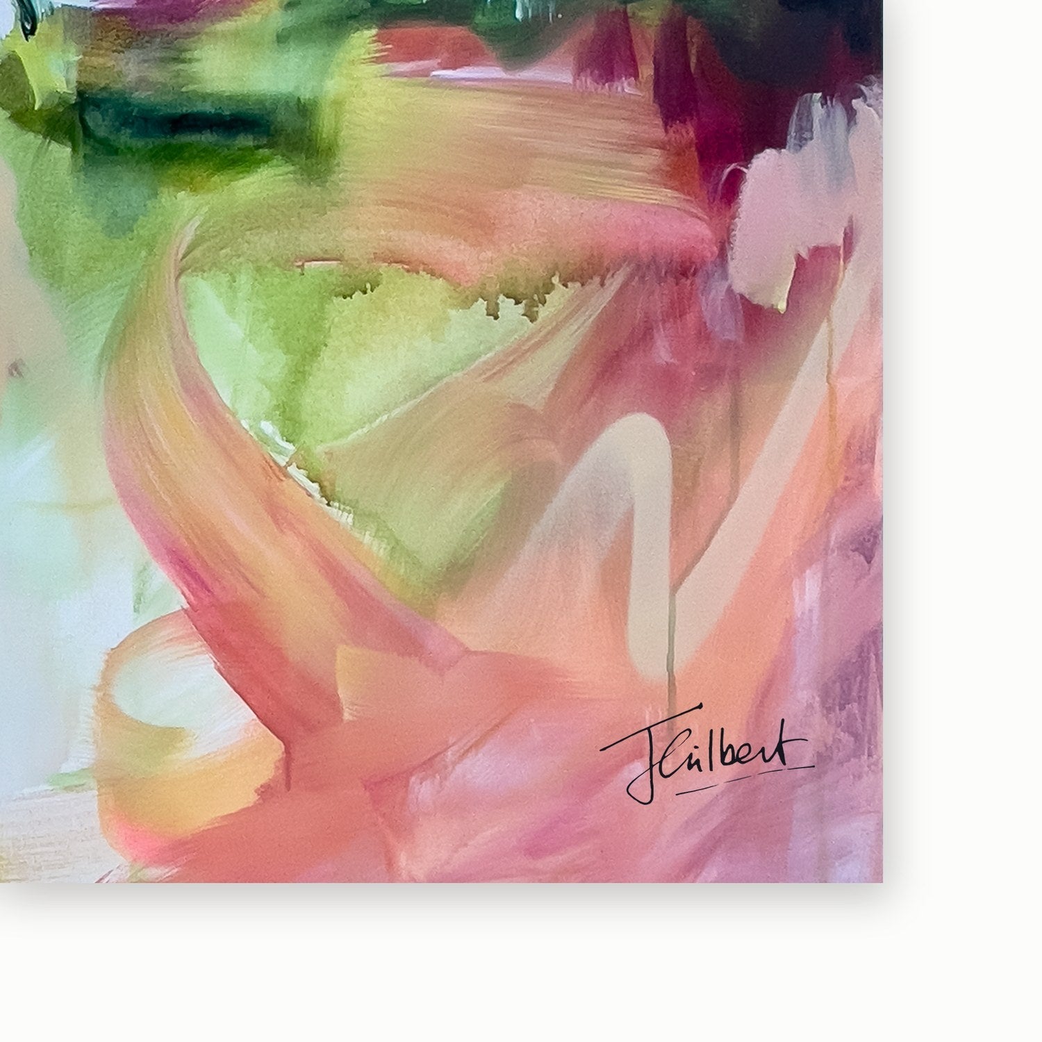 Artist signature on Follow Your Bliss 2 framed canvas print by Joanna Gilbert.