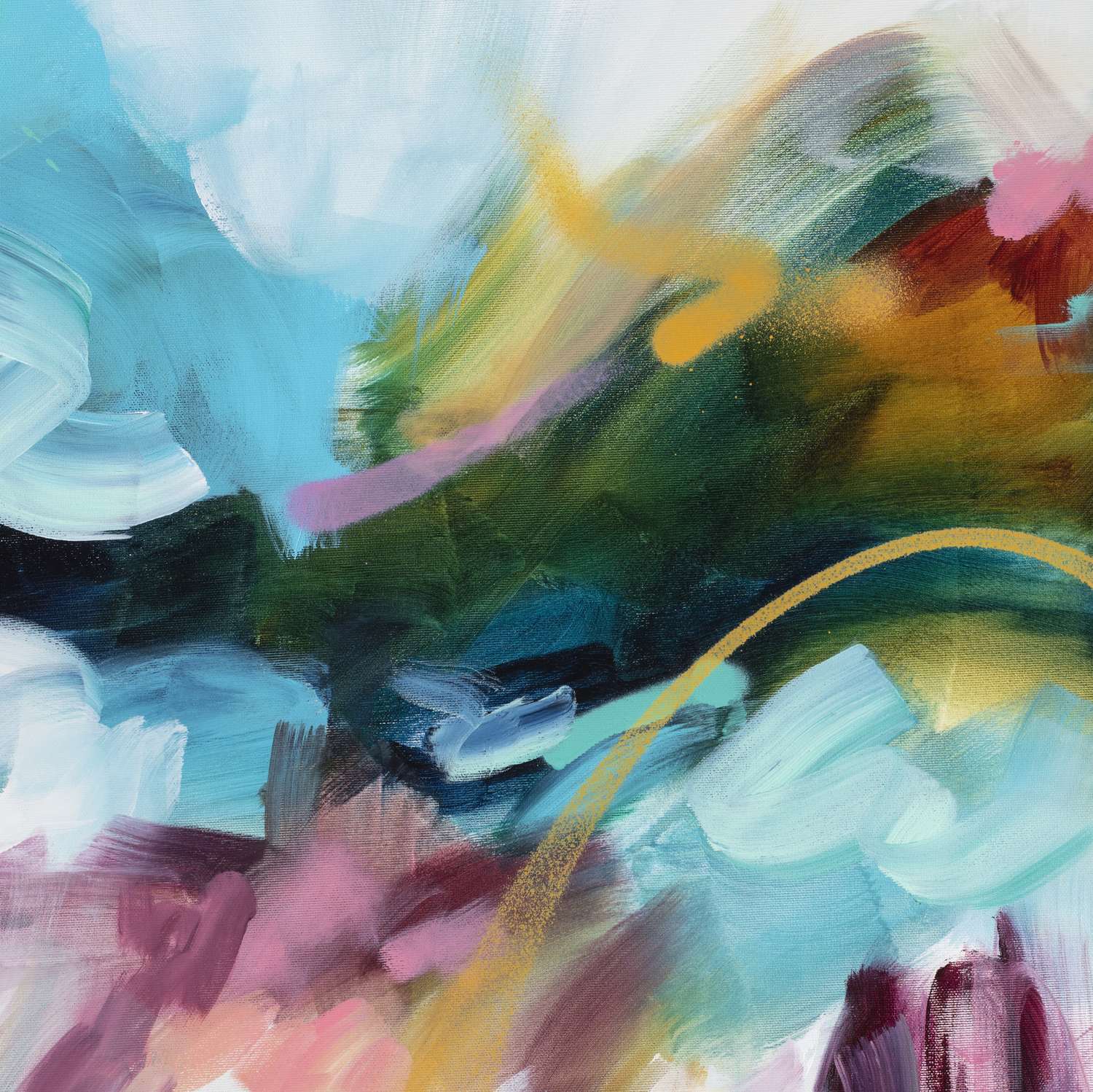 Journey Through Colour 1 abstract framed canvas print, close-up of the brushwork.