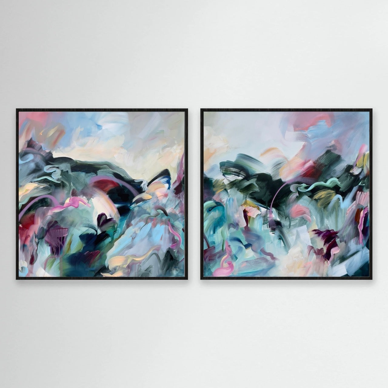 Landscape of the Mind (Pair) - Framed Diptych Canvas Print