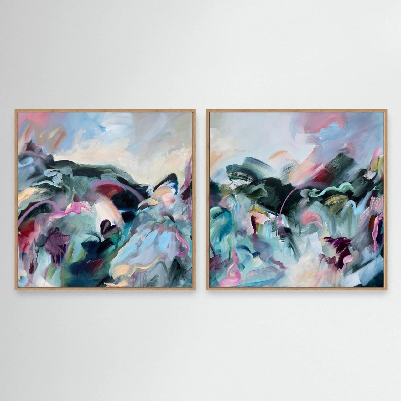 Landscape of the Mind (Pair) - Framed Diptych Canvas Print