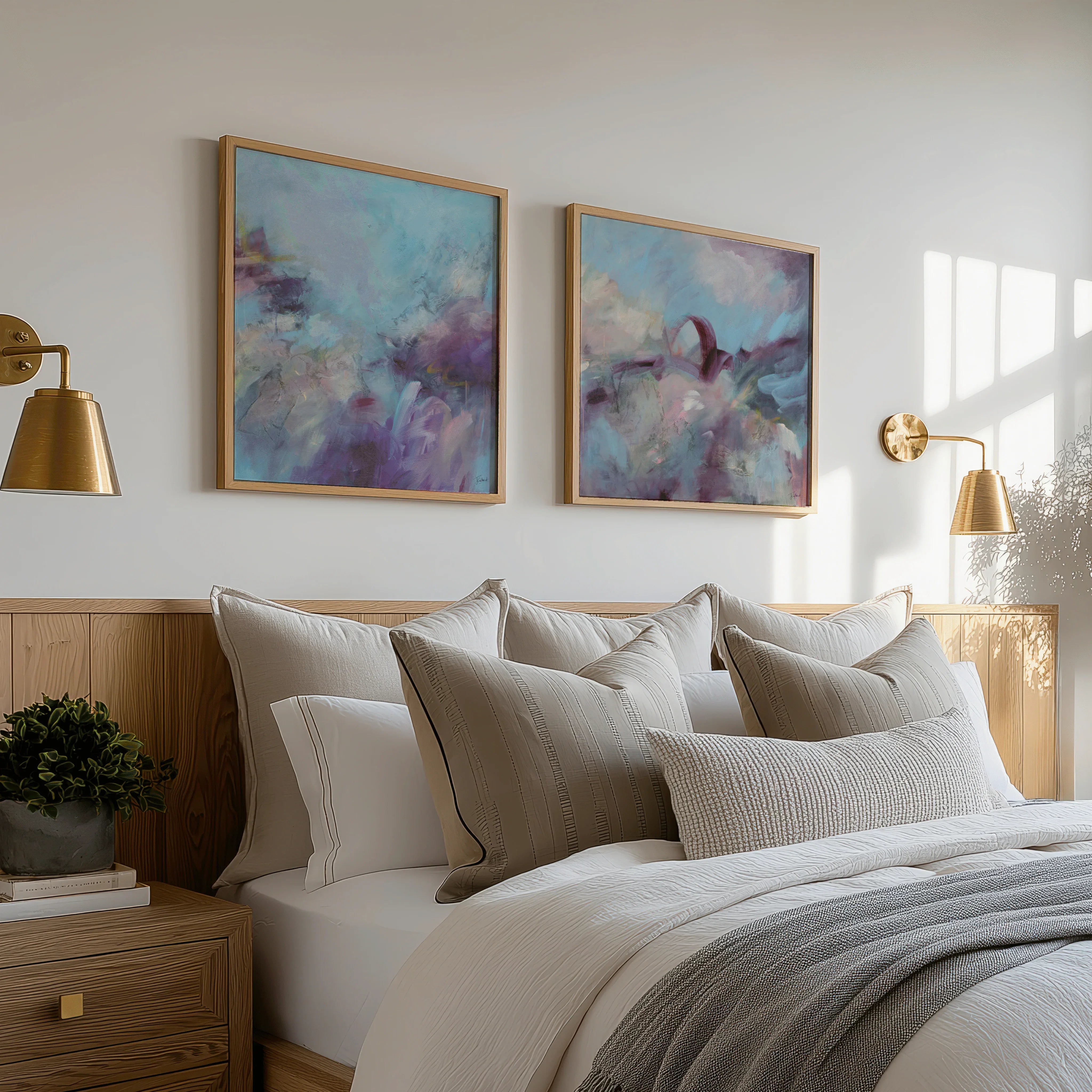 Blue Skies and blossom (Pair)