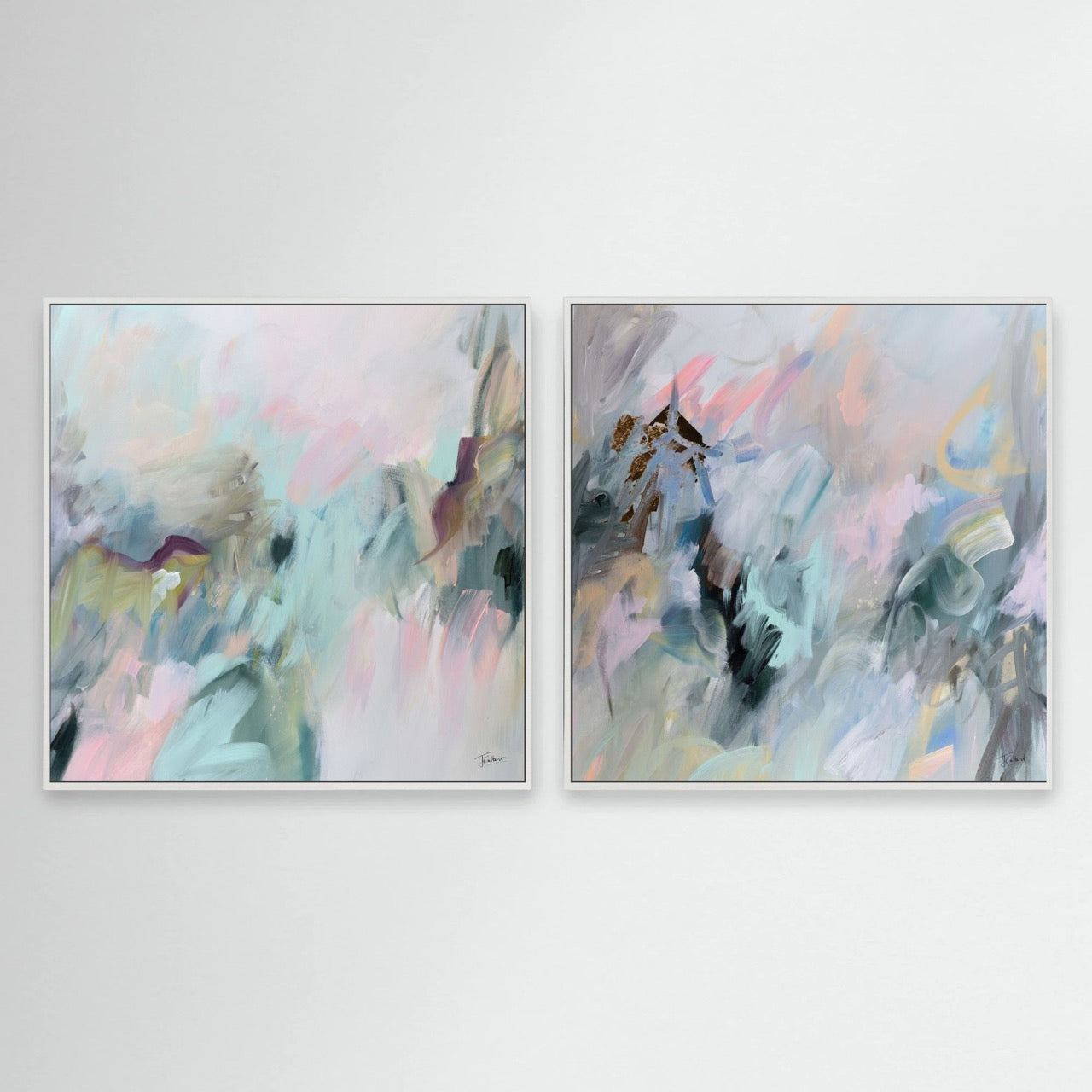 Path of Light (Pair) - Framed Diptych Canvas Print