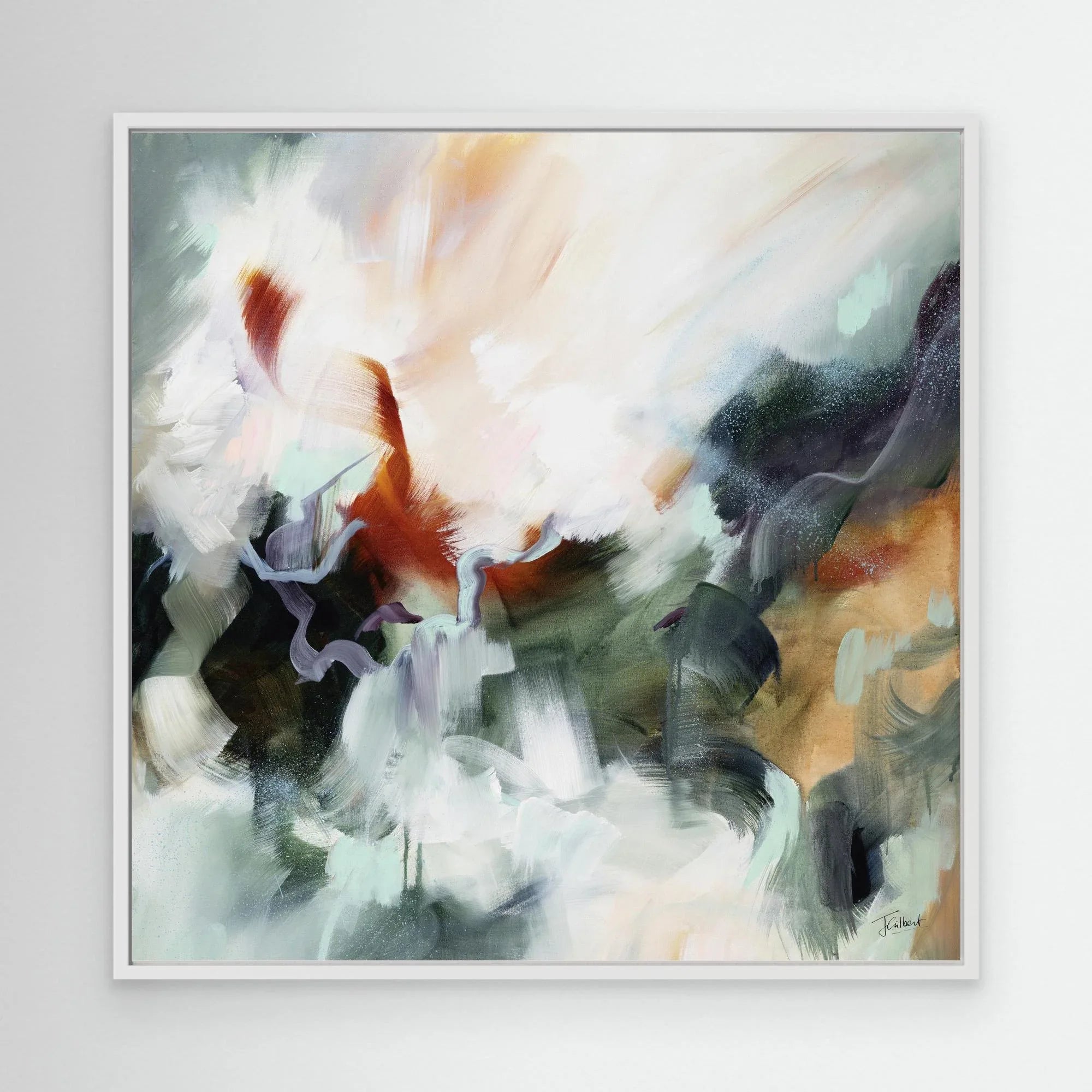 Shades of Jade 2 - Framed Canvas Print