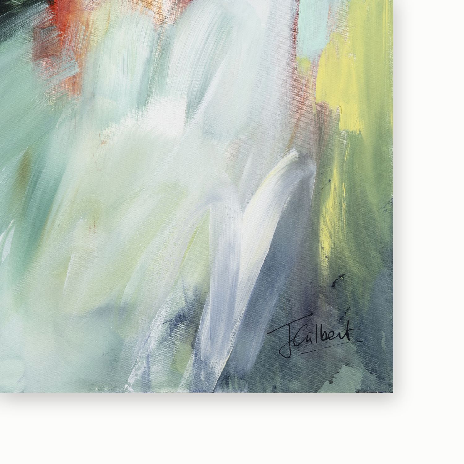Artist signature on Sunlit Whispers 1 framed canvas print by Joanna Gilbert.