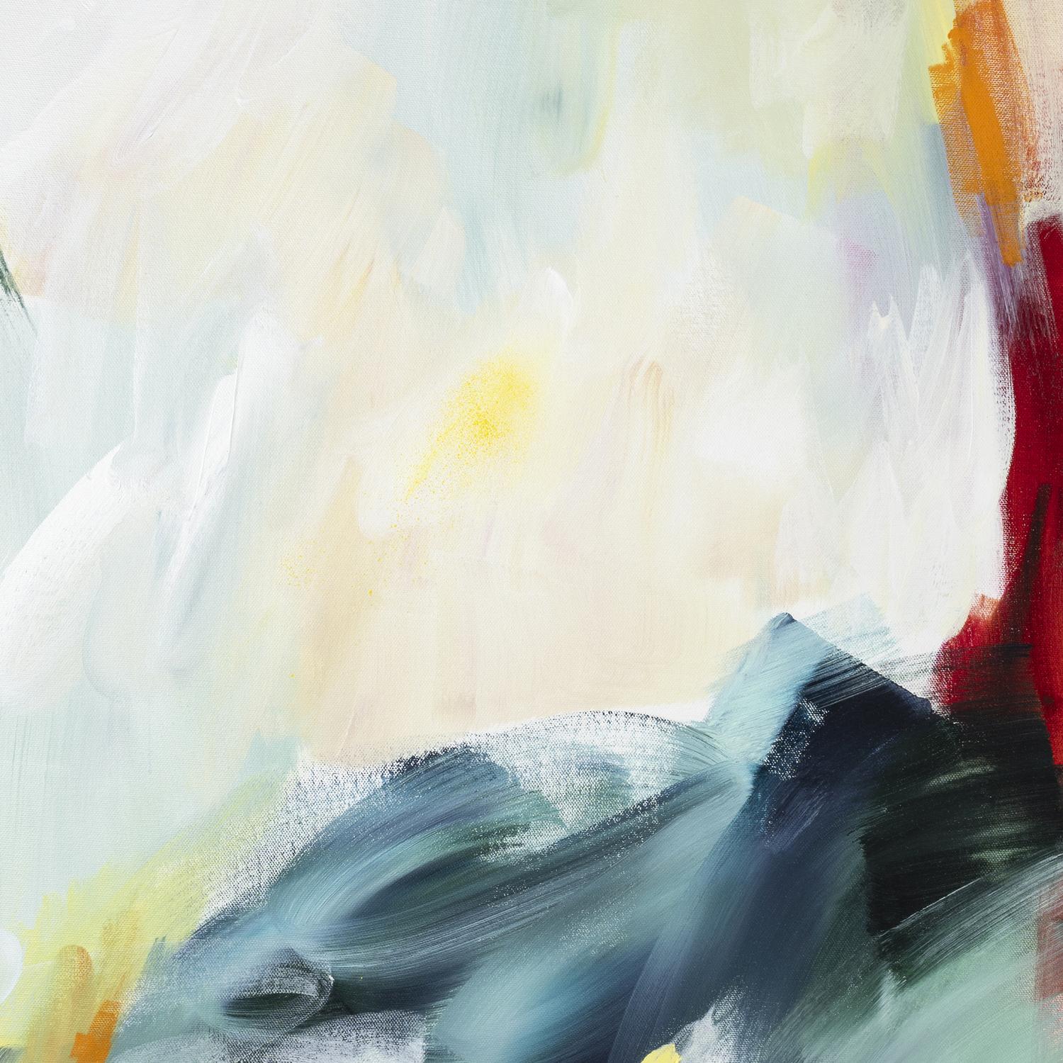 Sunlit Whispers 1 abstract framed canvas print, close-up of the brushwork.