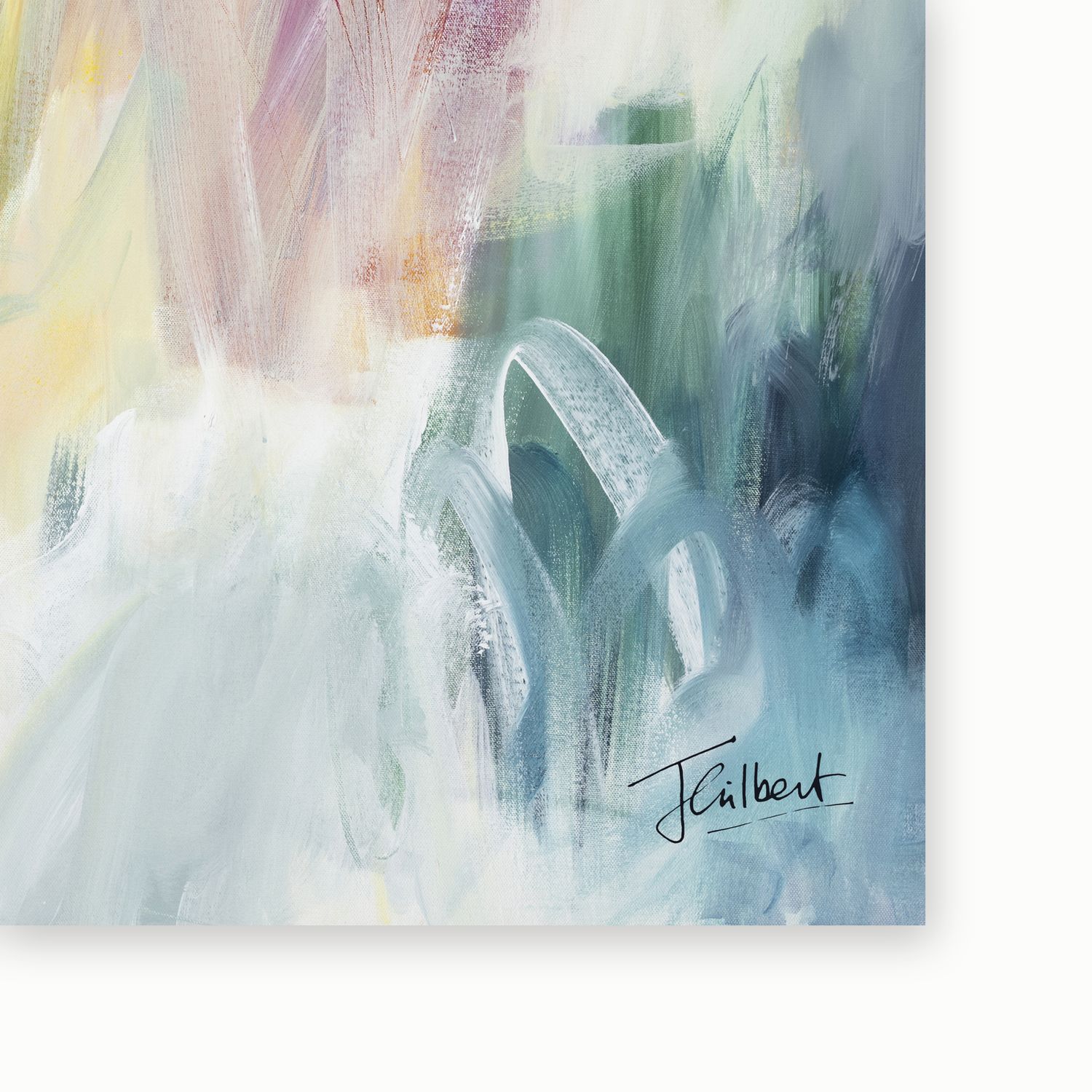 Artist signature on Sunlit Whispers 2 framed canvas print by Joanna Gilbert.