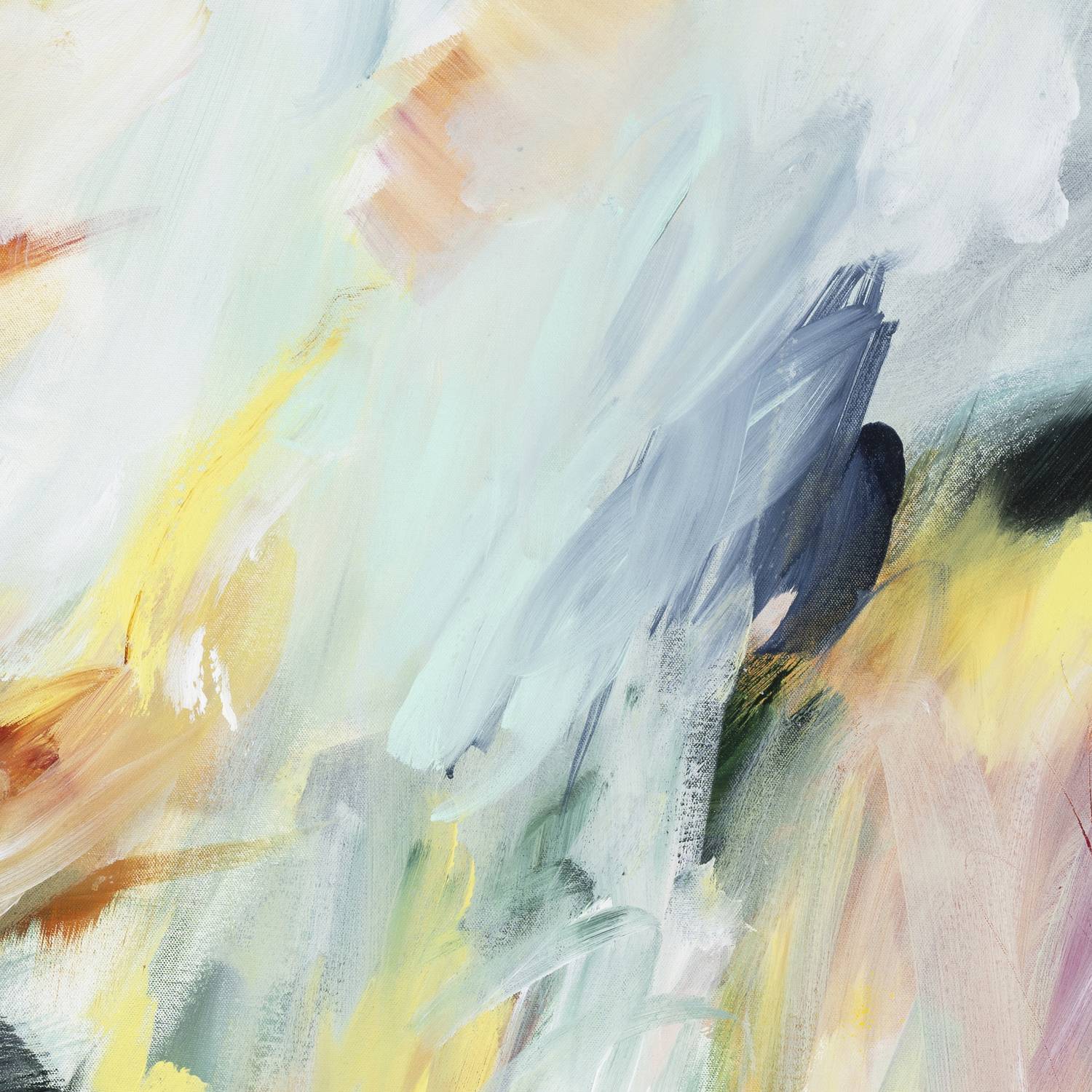 Sunlit Whispers 2 abstract framed canvas print, close-up of the brushwork.