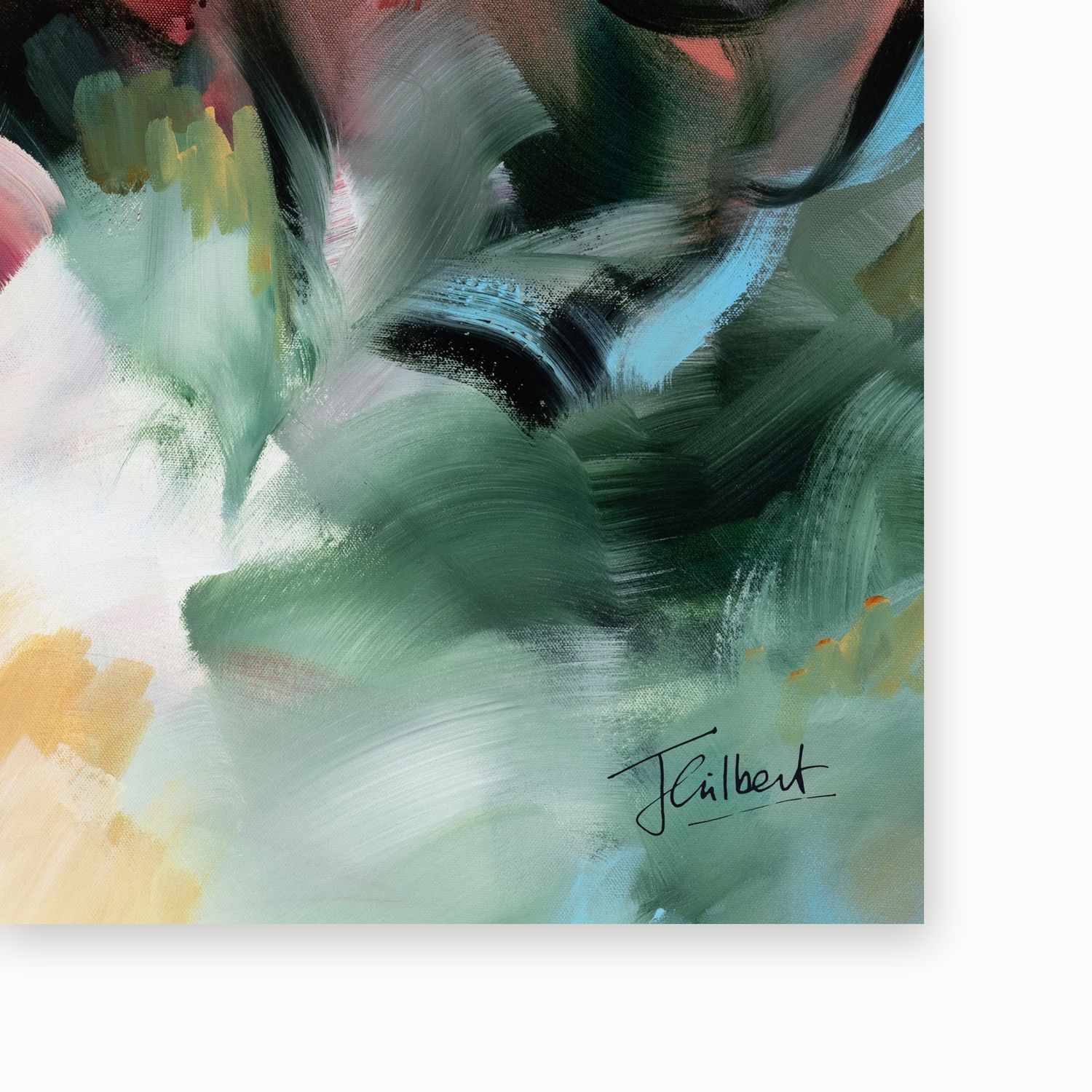 Signed corner of A Sunset's Embrace 1 vertical canvas print by artist Joanna Gilbert.