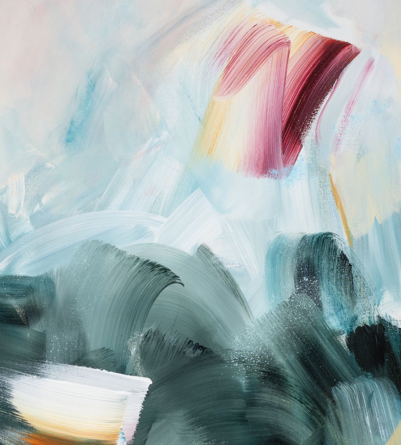 Where the Water Meets the Sky 1 abstract framed canvas print, detail of colour and texture.