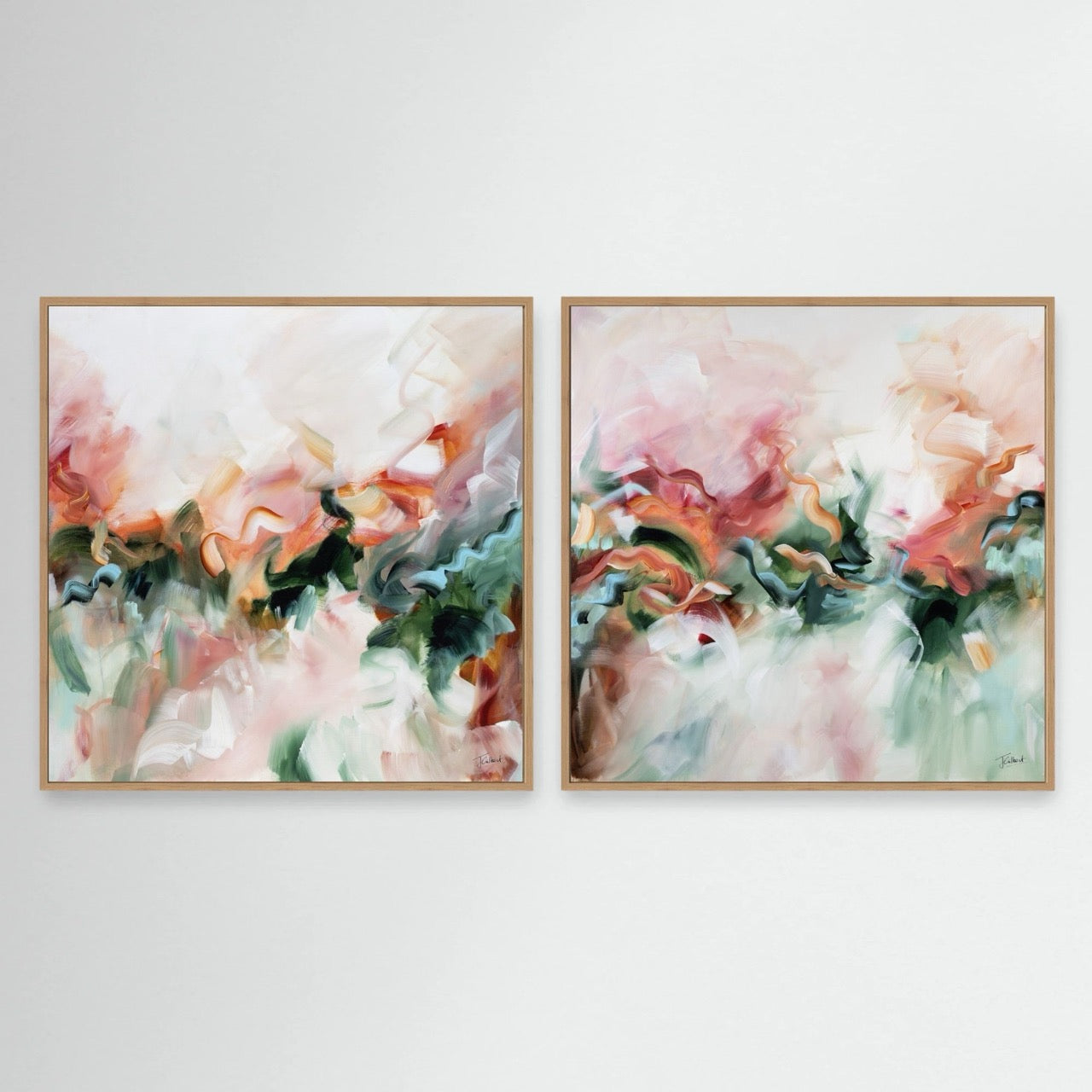 Whispers in the Forest (Pair) - Framed Diptych Canvas Print