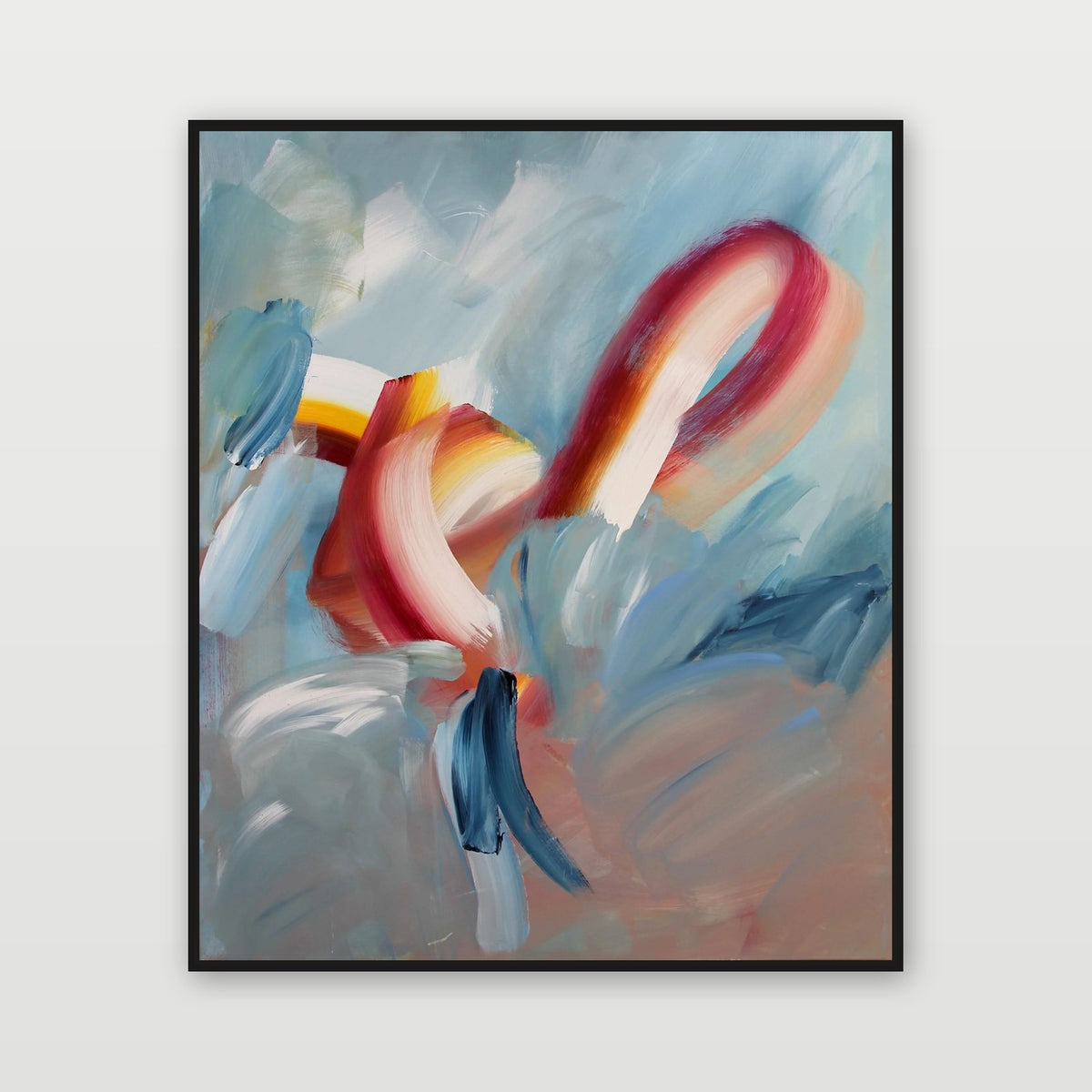A Rainbow in Someone's Cloud by Joanna Gilbert, shown in a black float frame