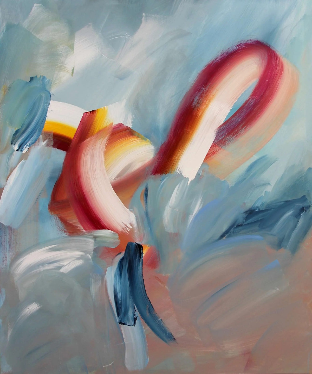 A Rainbow in Someone's Cloud, original abstract painting by Joanna Gilbert, full view of the canvas