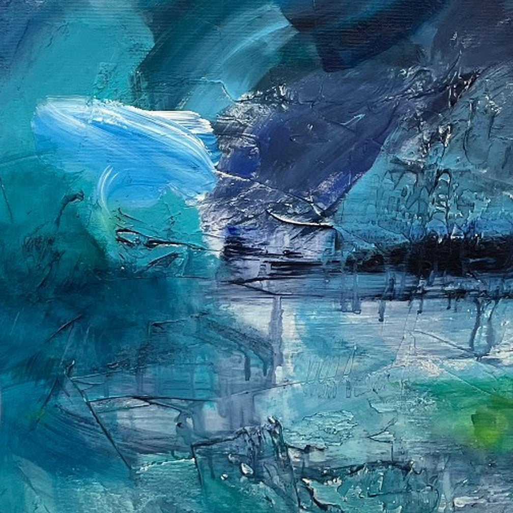 After the Storm, original abstract painting by Joanna Gilbert, close detail of the brushwork