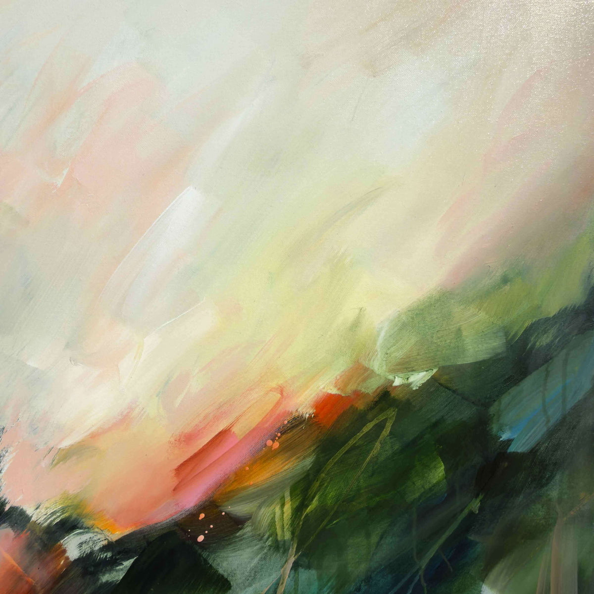 Aura by Joanna Gilbert, close detail of the pale sky and soft green horizon