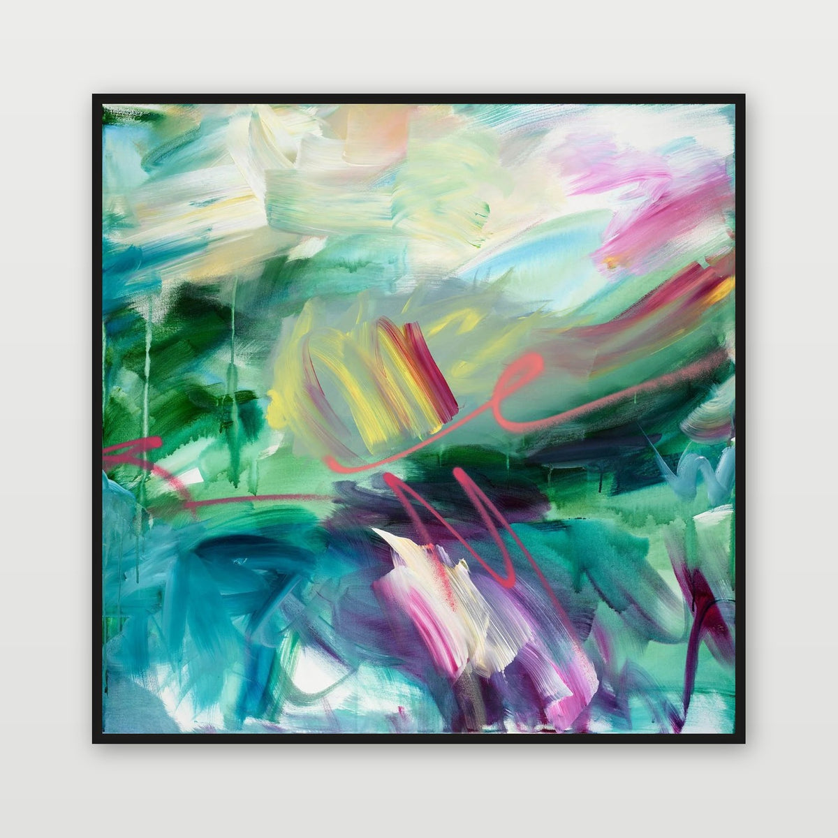 Becoming 1 by Joanna Gilbert, shown in a black float frame