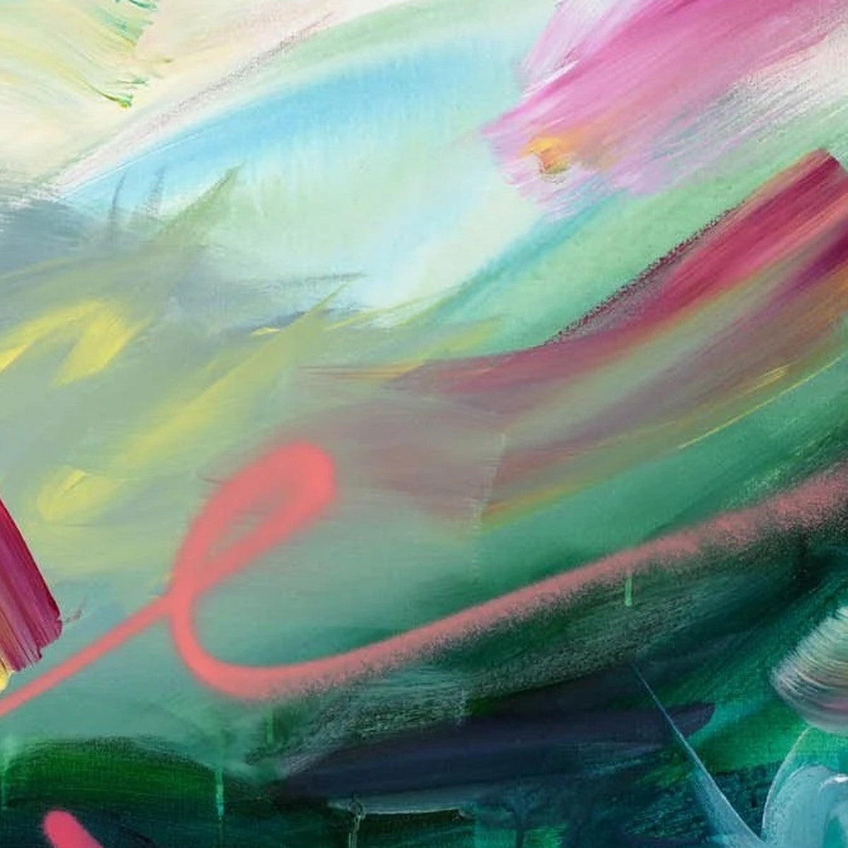 Becoming 1, original abstract painting by Joanna Gilbert, close detail of the mark making