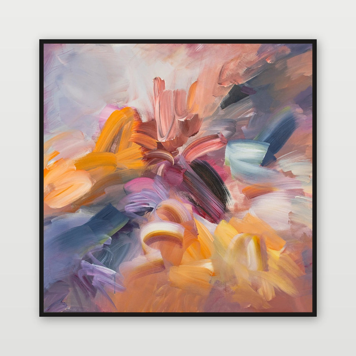 Being Human by Joanna Gilbert, shown in a black float frame