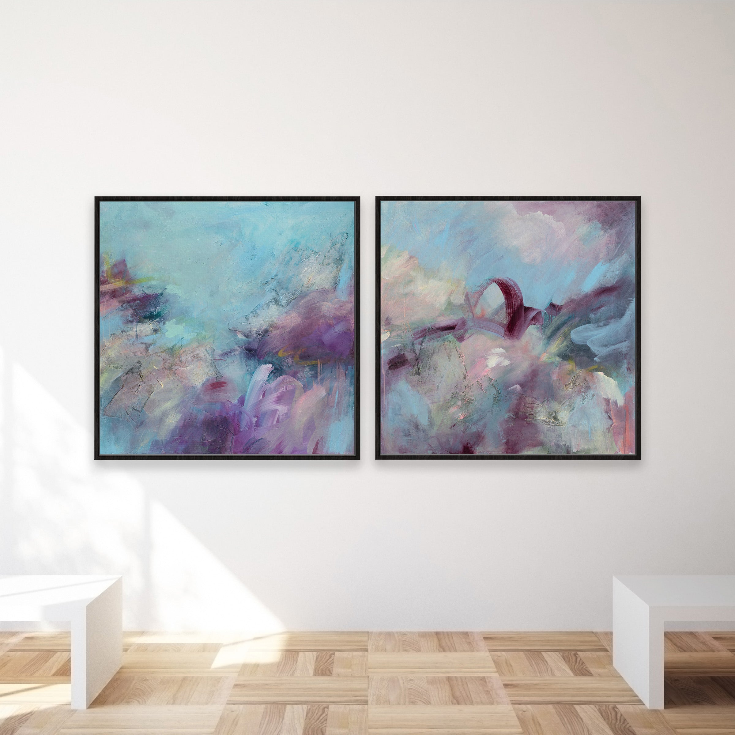 Blue Skies and blossom (Pair)