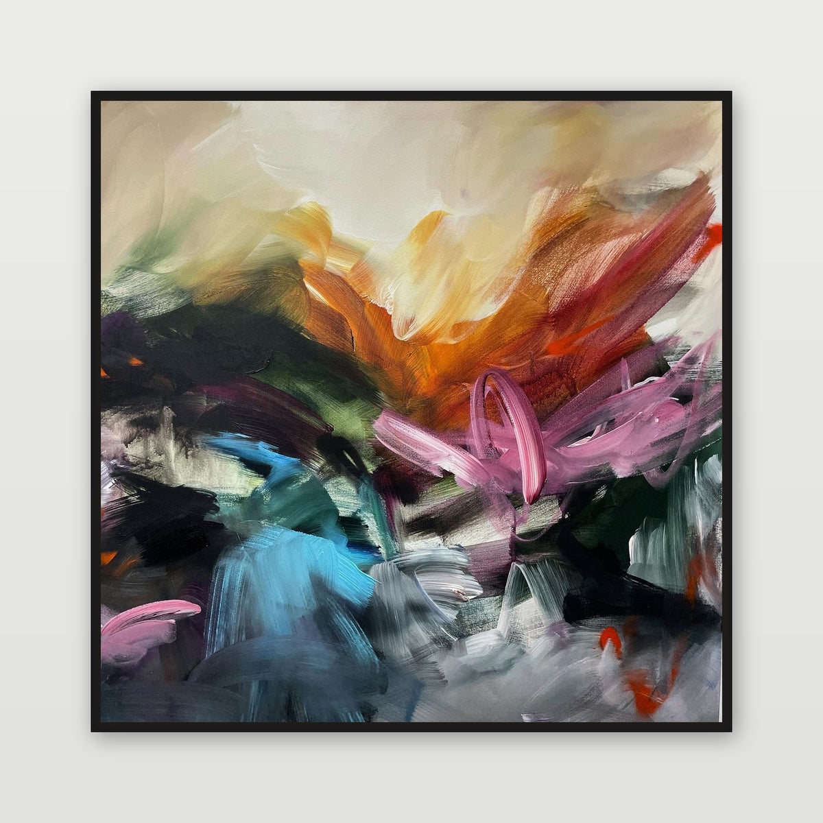 Burning Ember by Joanna Gilbert, shown in a black float frame