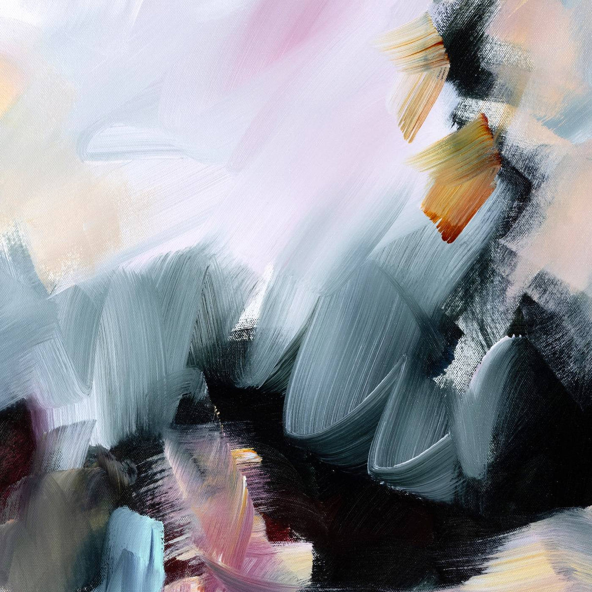 Celestial Rose 1, original abstract painting by Joanna Gilbert, brushwork detail