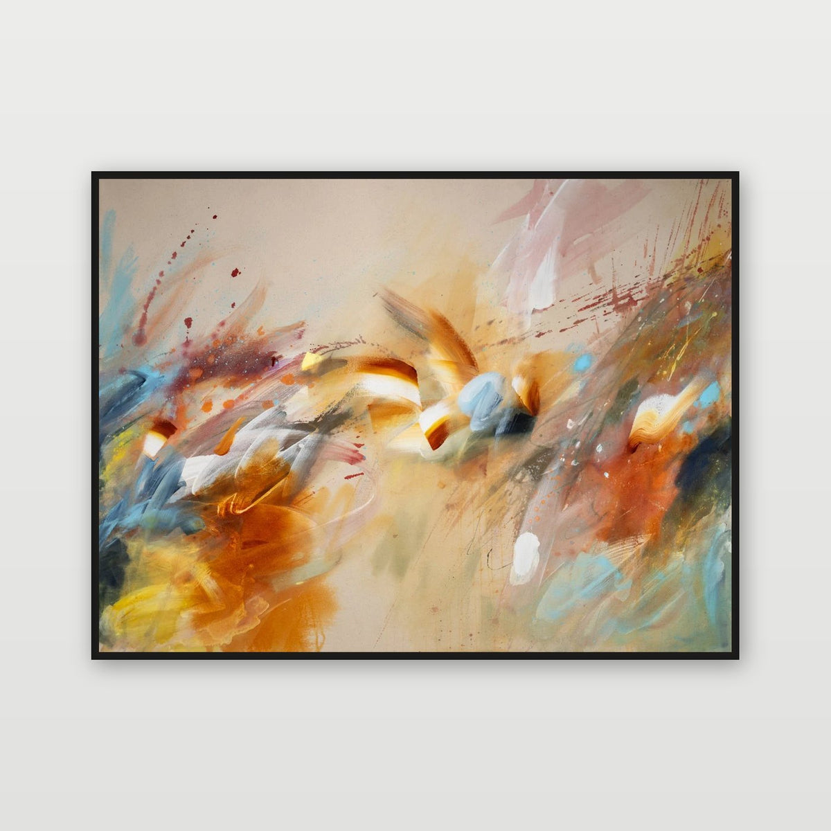 Fire in the Drift by Joanna Gilbert, shown in a black float frame