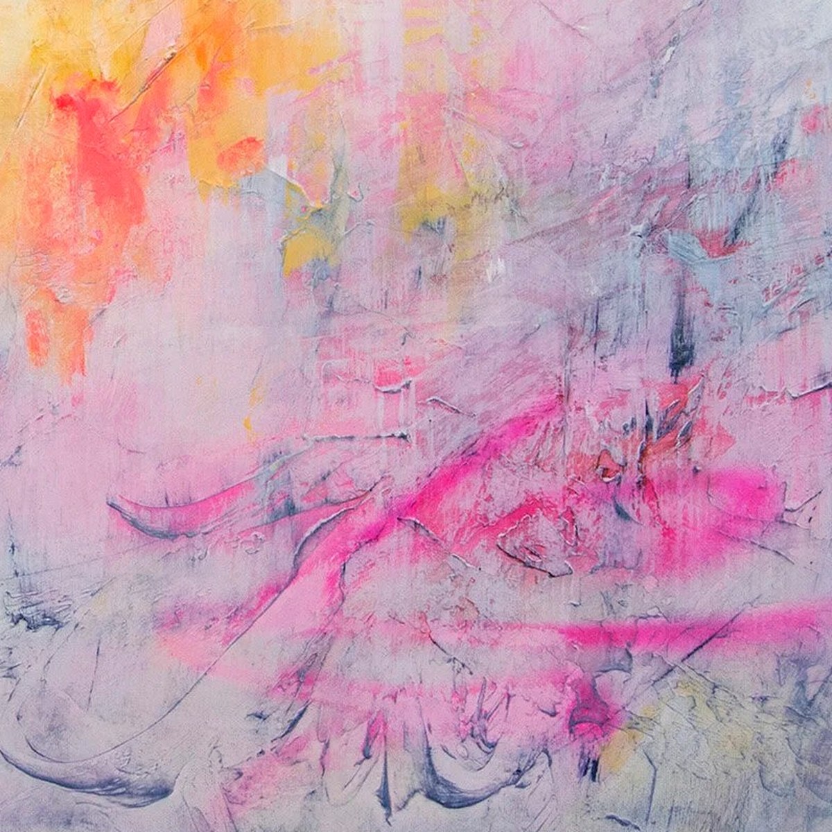 Impressions, original abstract painting by Joanna Gilbert, close detail of the colour and texture