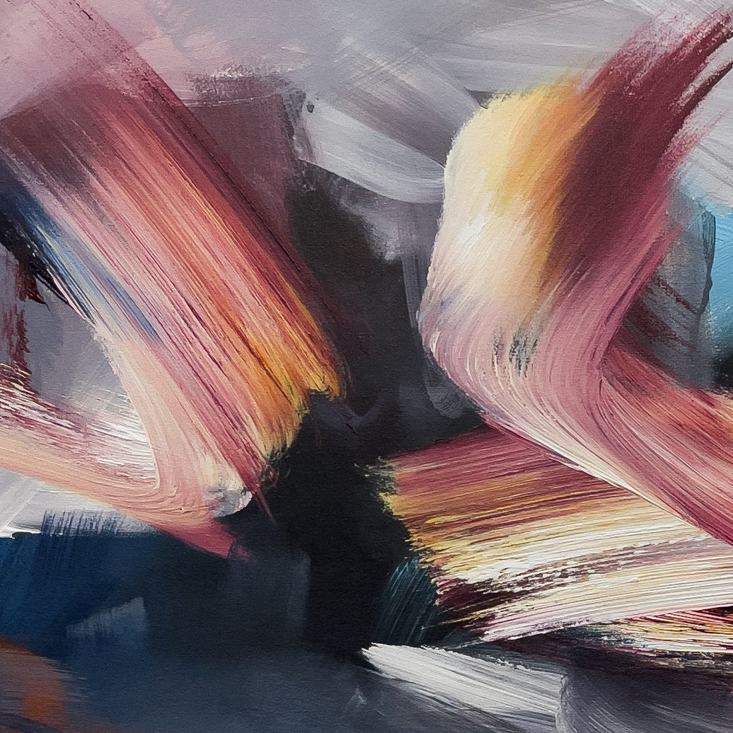Inner Flame, original abstract painting by Joanna Gilbert, close detail of the paint surface