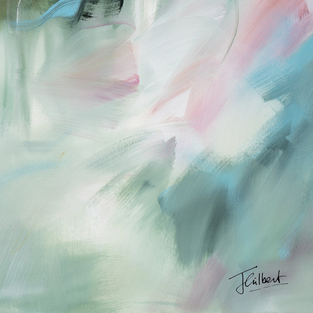 Hand signature of artist Joanna Gilbert on the A Sunset's Embrace 2 abstract canvas print.