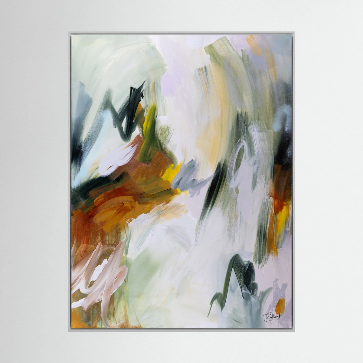 Embracing the Unknown 1 abstract painting in a white frame, a vertical framed canvas print by Joanna Gilbert.