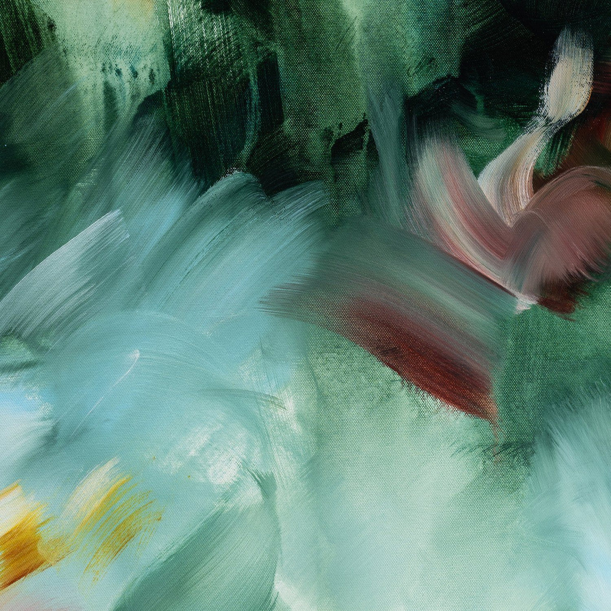 Close-up detail of Emerald Glow 2, an abstract canvas print by Joanna Gilbert.