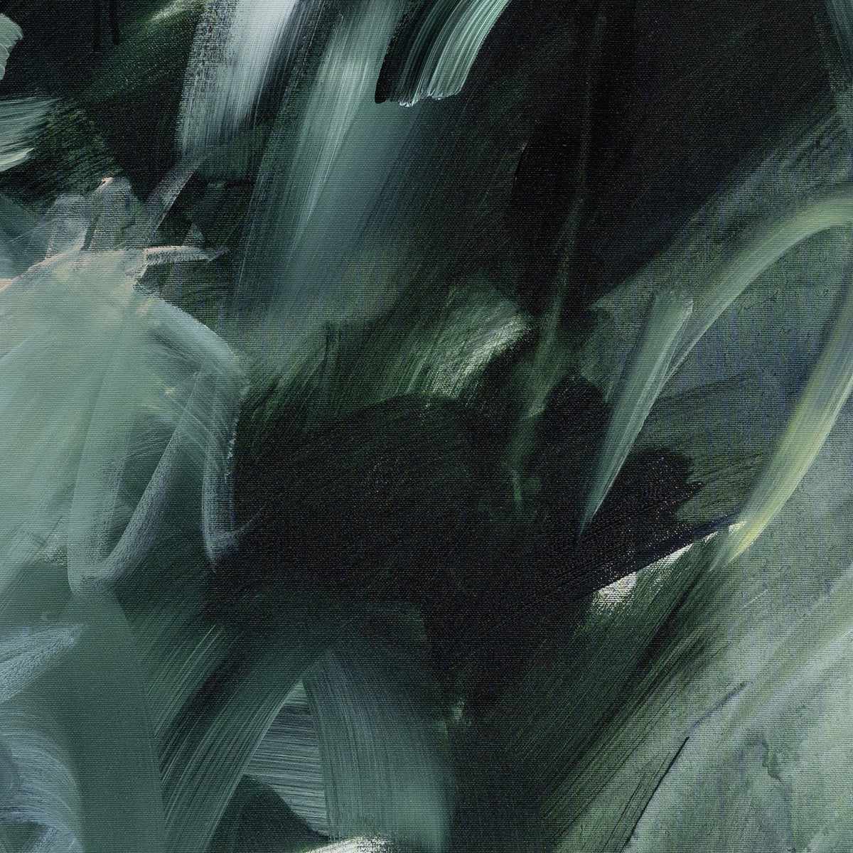 Close-up detail of Evergreen Echoes 2, an abstract canvas print by Joanna Gilbert.
