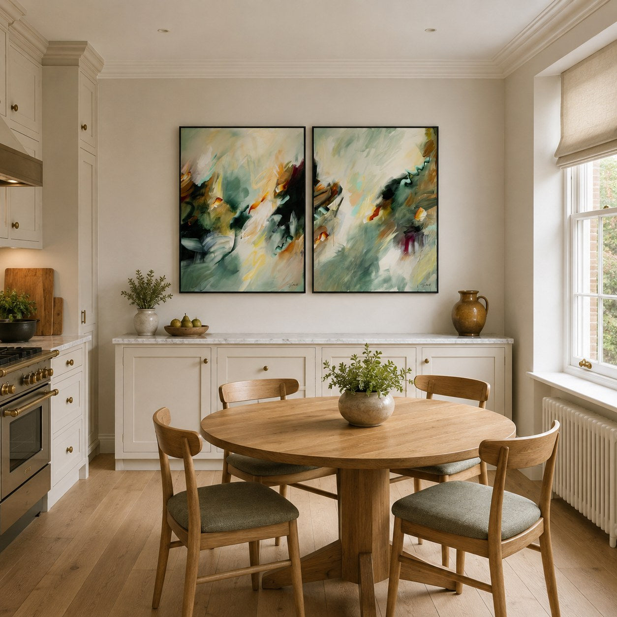 Golden Drift vertical pair, room mockup