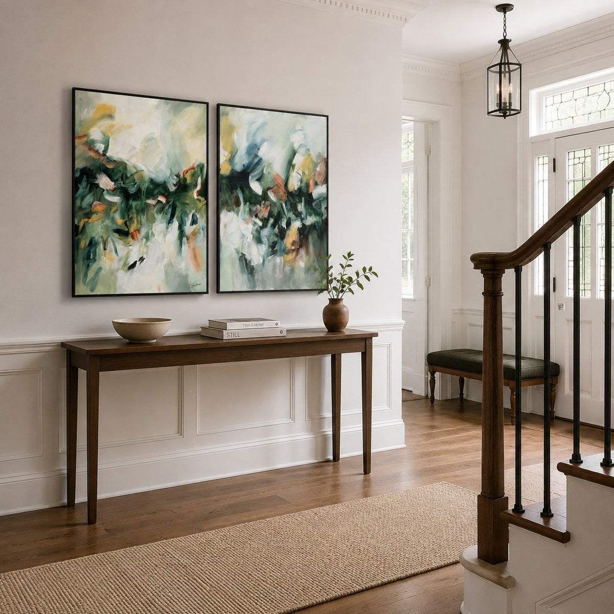 Movement in Green vertical pair, room mockup