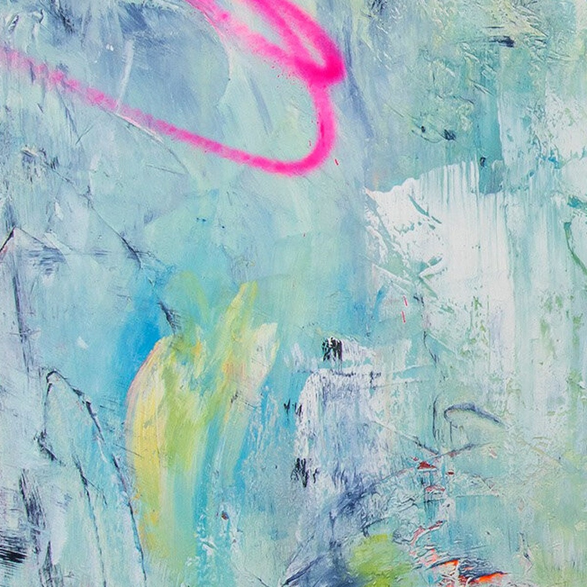 Neon Vibes, original abstract painting by Joanna Gilbert, close detail of the brushwork