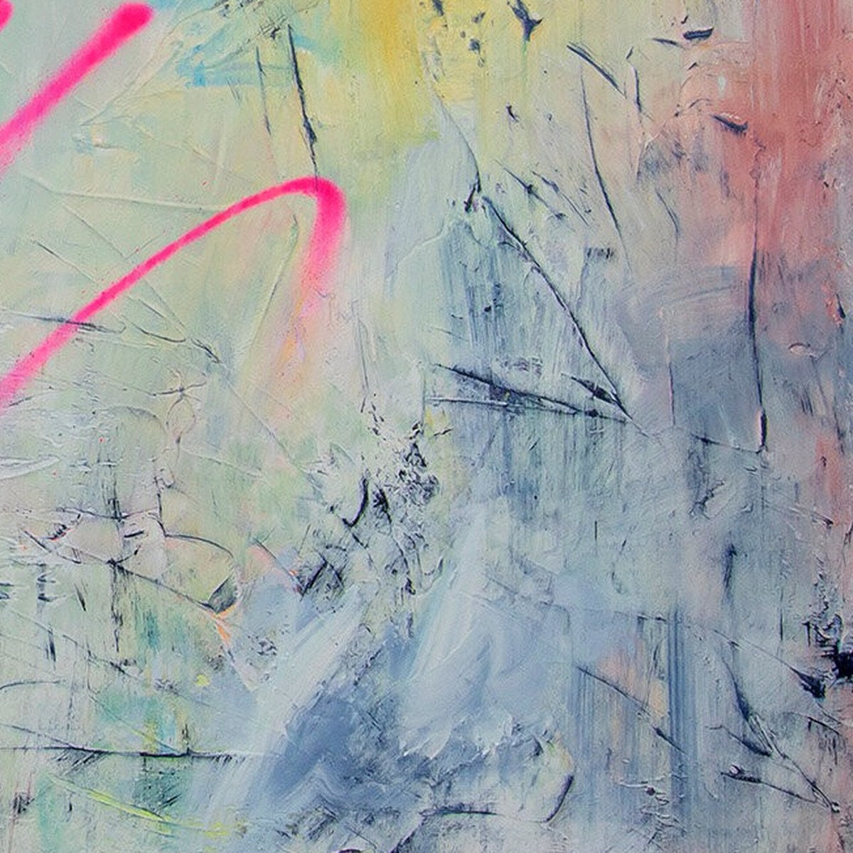 Neon Vibes, original abstract painting by Joanna Gilbert, close detail of the colour and texture
