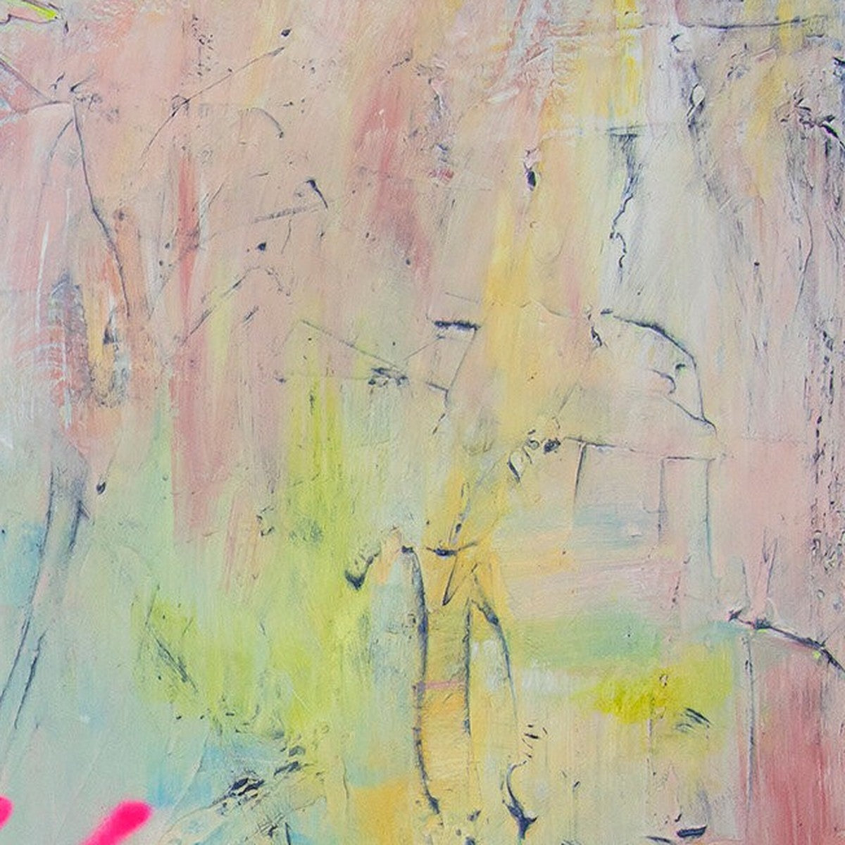 Neon Vibes, original abstract painting by Joanna Gilbert, close detail of the mark making