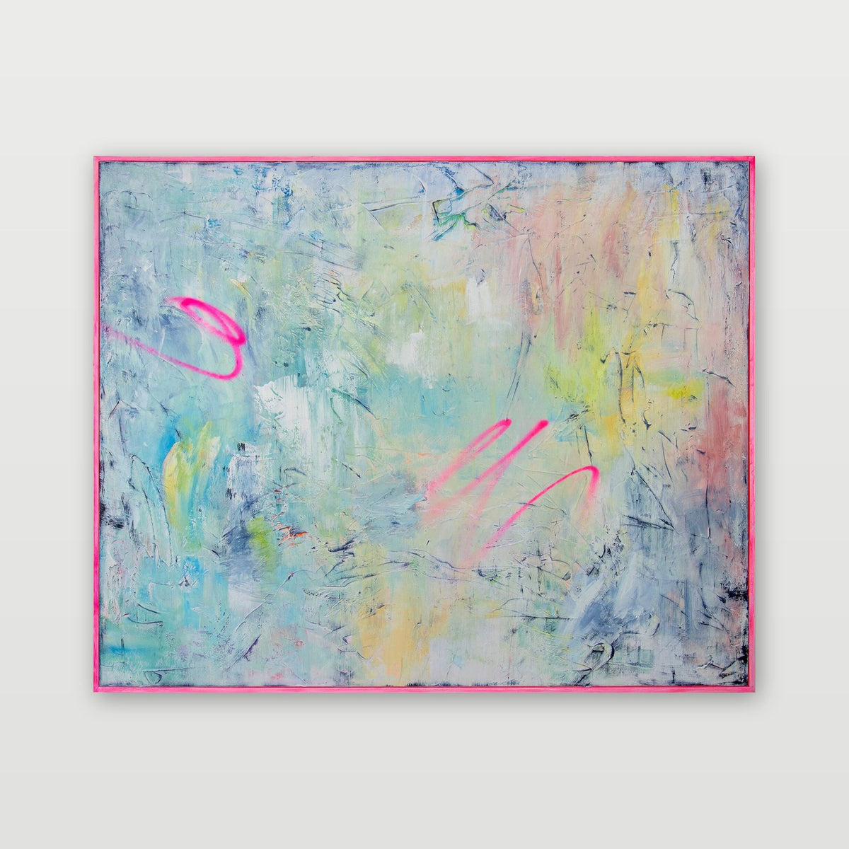 Neon Vibes by Joanna Gilbert, shown in its own neon pink frame