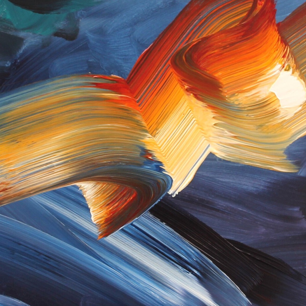 Spark, original abstract painting by Joanna Gilbert, close detail of the brushwork