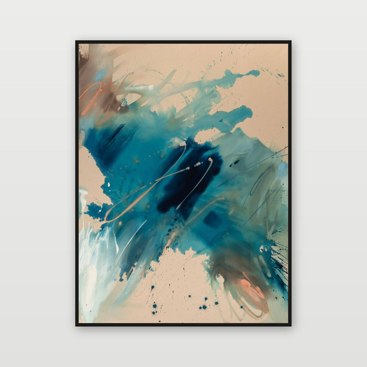 The Colour of Water 1 by Joanna Gilbert, shown in a black float frame