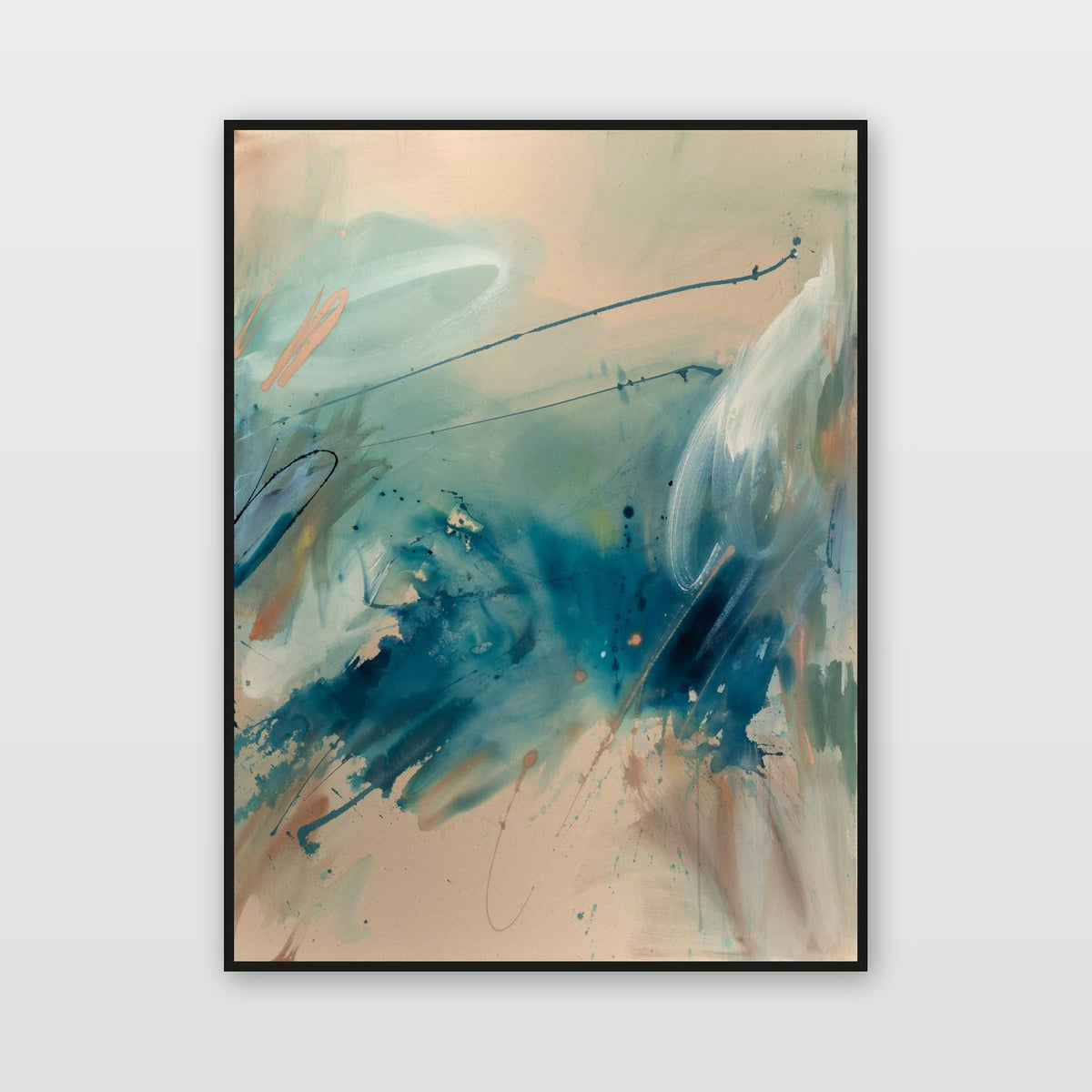 The Colour of Water 2 by Joanna Gilbert, shown in a black float frame